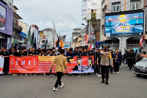 Polres Pangkalpinang kawal aksi damai tolak penyesuaian harga BBM