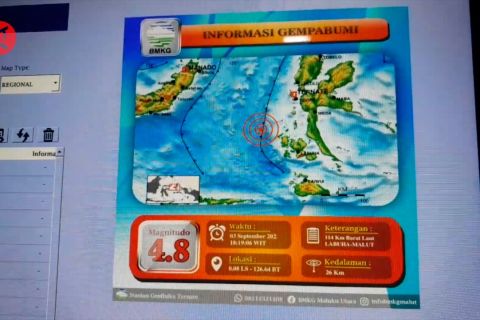 Gempa bumi magnitudo 4,8 guncang Halmahera Selatan