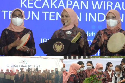 Kunker di Jambi, Iriana Jokowi tanam pohon hingga bagikan buku