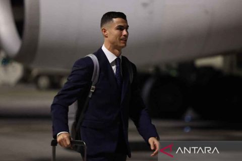 Cristiano Ronaldo bersama Timnas Portugal tiba di Qatar