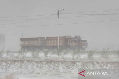 Badai salju di Mongolia