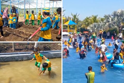 Bermain dengan kambing dan ikan, serta belajar bercocok tanam