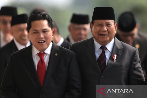 Prabowo dan Erick Thohir hadiri penyampaian RAPBN 2024