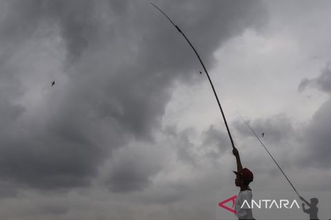 Uniknya aksi bocah Pangandaran memancing burung walet 