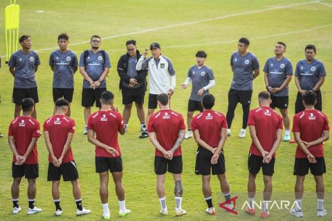 Latihan timnas Indonesia jelang lawan Brunei Darussalam