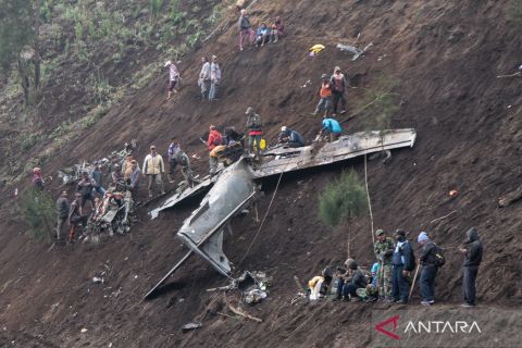 Penampakan pesawat Super Tucano yang kecelakaan di Pasuruan