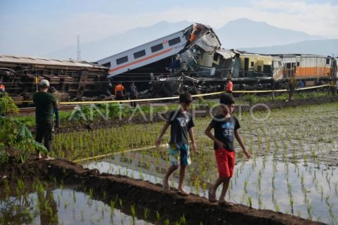 Foto kecelakaan kereta di Cicalengka
