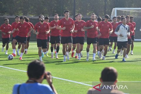 Latihan Timnas Indonesia jelang pertandingan lawan Jepang