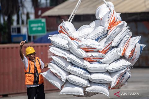 Beras impor tiba di Palembang guna menjamin ketersediaan dan stabilitas harga