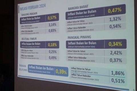 BPS catat inflasi Februari Babel di angka 0,39 persen