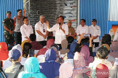 Presiden tinjau penyerahan bantuan pangan di Palangka Raya