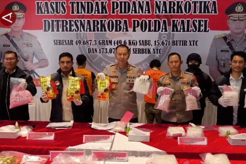 Polda Kalsel gagalkan peredaran 49,6 kilogram sabu