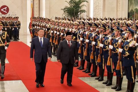 Presiden Prabowo disambut upacara kenegaraan oleh Presiden Xi Jinping