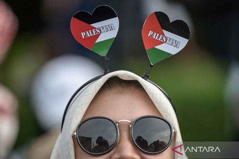 Aksi bela Palestina di depan Kedutaan Besar Amerika Serikat, Jakarta