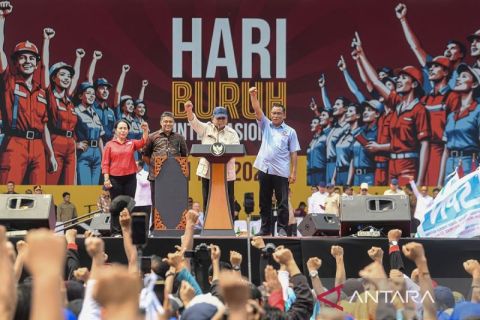 Presiden Prabowo hadiri perayaan Hari Buruh Internasional di Monas