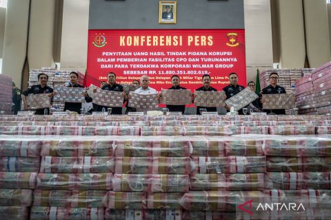Inilah penampakan uang Rp11,8 T yang disita Kejagung  terkait korupsi ekspor CPO
