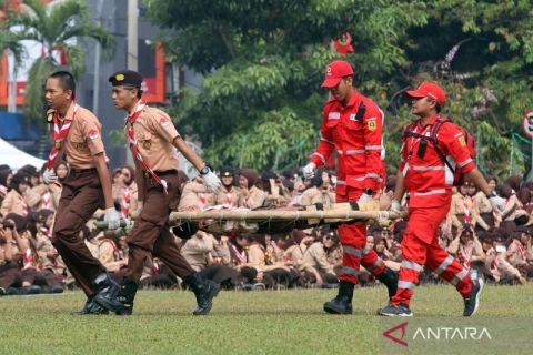 Ratusan siswa ikuti simulasi penanganan bencana di Bogor