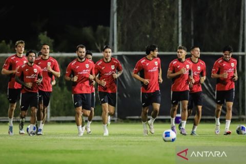 Latihan Timnas Indonesia jelang tanding lawan China Taipei