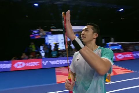 Jonatan Christie menangi Hylo Open 2025 lewat dua set permainan