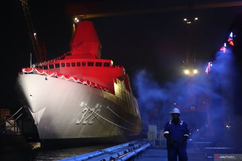 Peluncuran kapal frigate Merah Putih dengan nama KRI Bala Putra Dewa 322