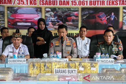 Polda Kalteng gagalkan peredaran 35,1 kilogram sabu