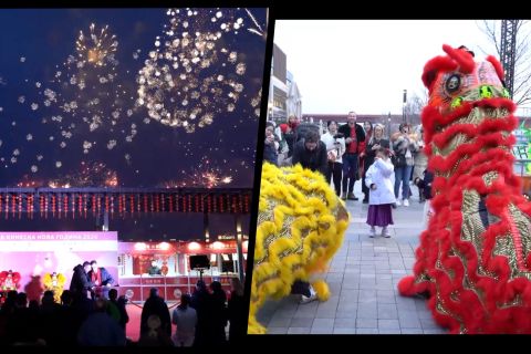 Kembang api dan lampion sambut Tahun Baru Imlek di Serbia