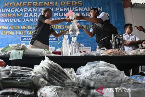 Polda Metro Jaya ungkap 1.833 kasus narkoba selama Januari-Maret 2026