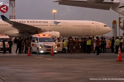 Jenazah tiga prajurit TNI yang gugur di Lebanon tiba di tanah air