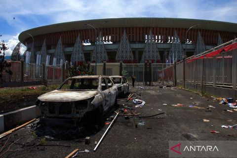 Begini kondisi Stadion Lukas Enembe setelah kericuhan pertandingan sepak bola