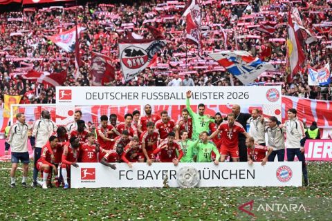 Bayern Munchen rayakan keberhasilan menjuarai Bundesliga 2025/2026