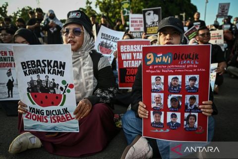 Aksi solidaritas untuk WNI dan jurnalis yang ditangkap pasukan Israel