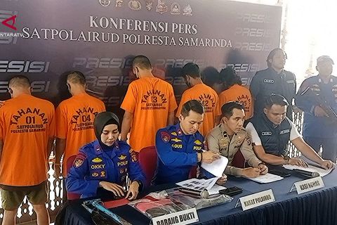 Polisi tangkap 5 diduga pelaku aksi premanisme di Sungai Mahakam
