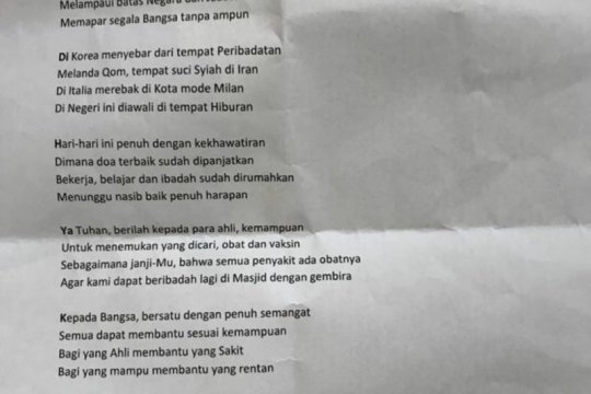 Jusuf Kalla Tulis Puisi Tentang Covid 19 Antara News Bangka Belitung