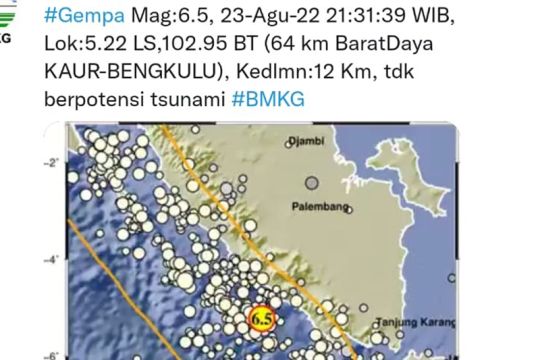 Bengkulu Diguncang Gempa 6 5 Magnitudo Antara News Bangka Belitung