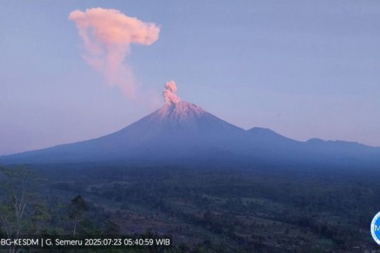 Gunung Semeru  lima kali erupsi dengan tinggi letusan capai 1.000 meter