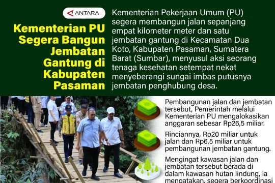 Kementerian PU segera bangun jembatan gantung di Kabupaten Pasaman