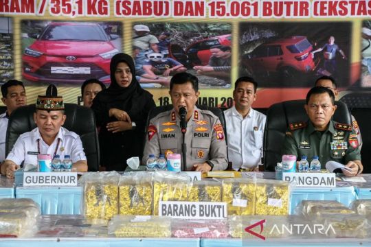 Polda Kalteng gagalkan peredaran 35,1 kilogram sabu