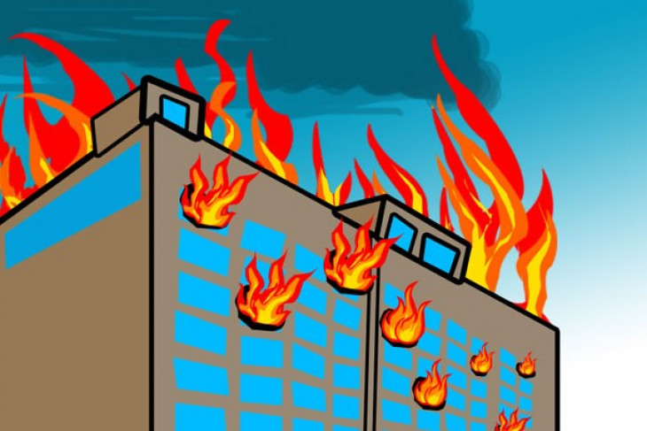 Gedung Bank BRI lantai 4 terbakar Jumat malam
