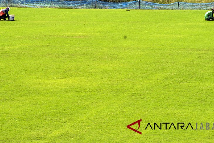 Perbaikan rumput stadion Pajajaran Bogor