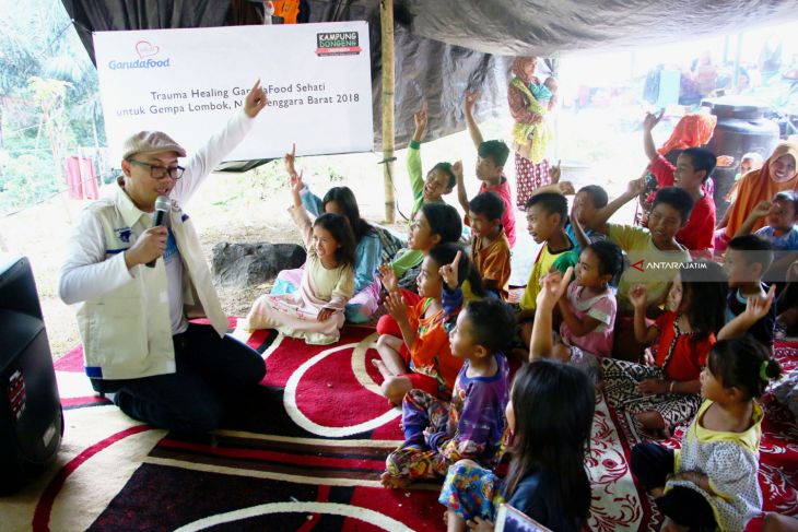 GarudaFood Berikan Trauma Healing Untuk Anak Korban Gempa