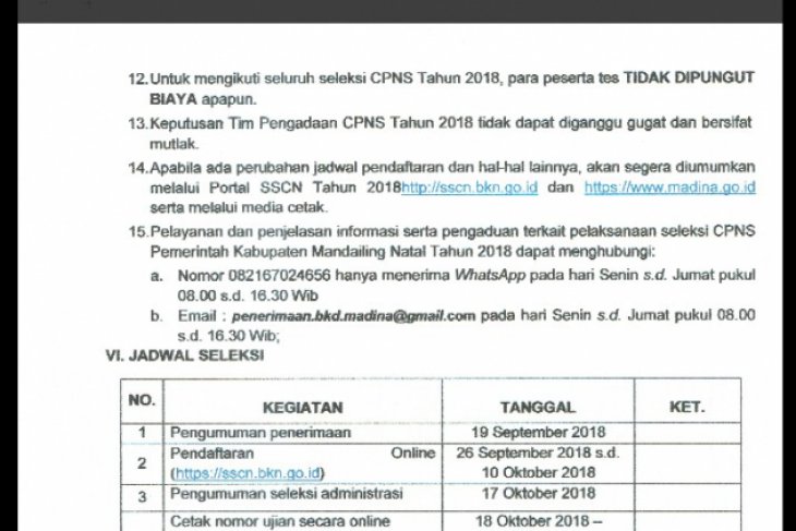 Rincian Formasi Dan Jabatan Cpns Mandailing Natal Antara News Sumatera Utara