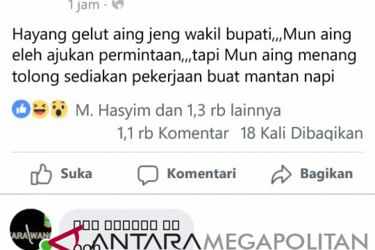Wabup Karawang lapor polisi setelah ditantang berkelahi netizen