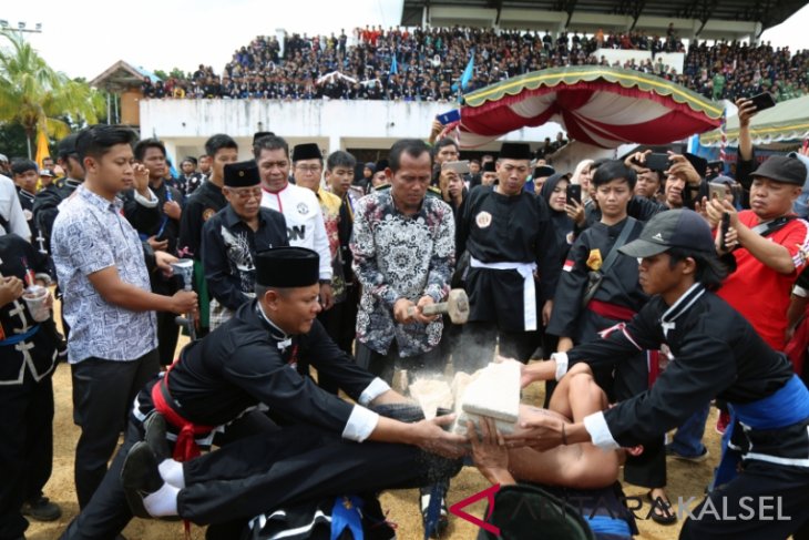 Demontrasi pesilat IPSI Tanah Laut