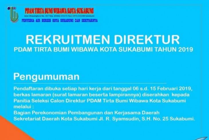 Pemkot Sukabumi lelang jabatan Direktur PDAM