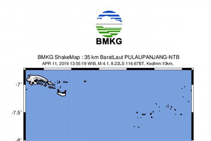 Gempa magnitudo 4,1 guncang Lombok Utara