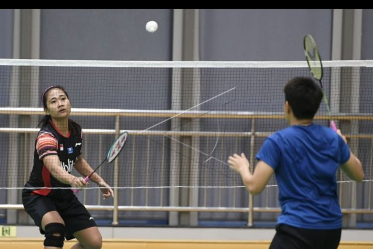 Latihan pebulu tangkis Indonesia jelang hadapi Denmark