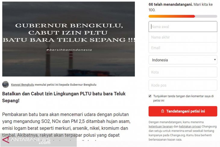 Kanopi luncurkan petisi cabut izin PLTU Teluk Sepang