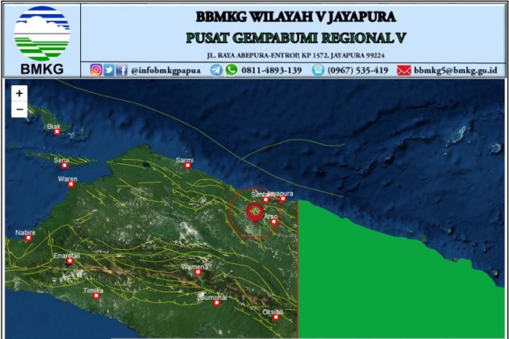 Gempa bumi 4,8 SR guncang Kabupaten Jayapura