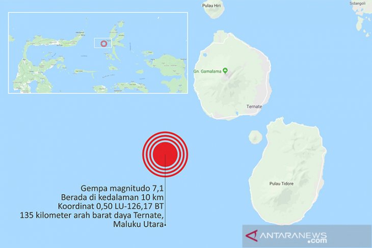 Gempa 7,2 SR guncang Timur Laut Maluku Utara