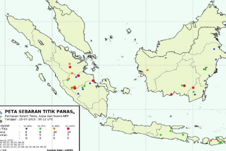 BMKG : Kamis (25/7), 24 titik panas terpantau di Jambi